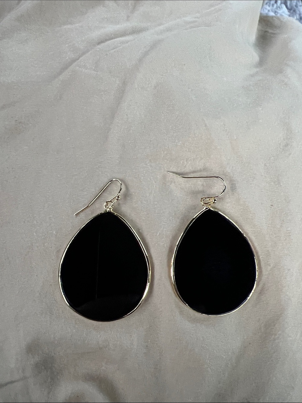 Vintage Onyx Teardrop Earrings